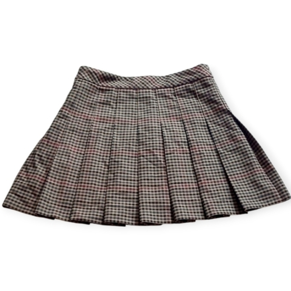 SZ0 Aritzia Sunday Best Plaid Pleated Mini Skirt Preppy Dark Academia Tennis - Picture 2 of 8
